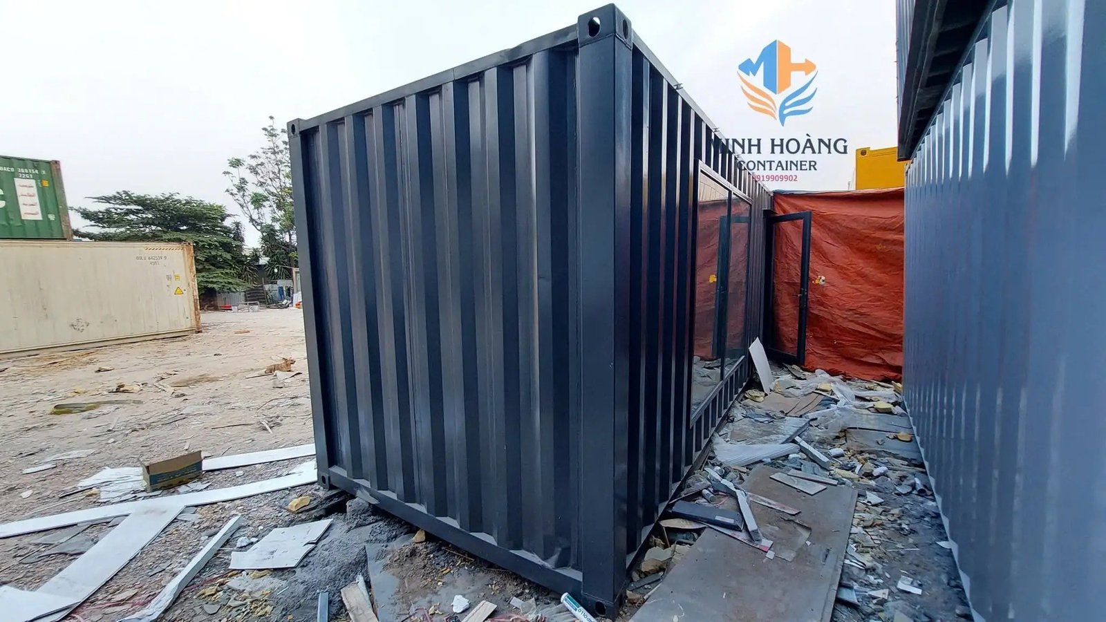 Container Văn Phòng 20 Feet Xám Khung Kính Mẫu 2